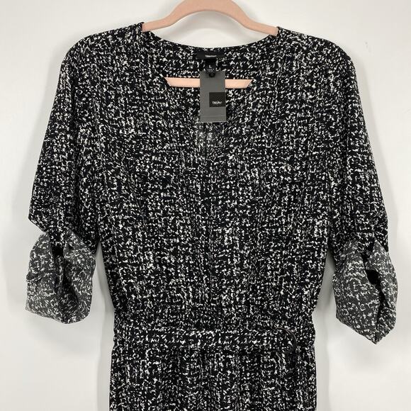 Mossimo Shirt Dress Size Large Black White Print Long Sleeves New - Picture 3 of 14